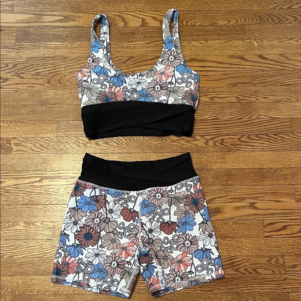 Forever 21 Floral Athletic Shorts and Top Set